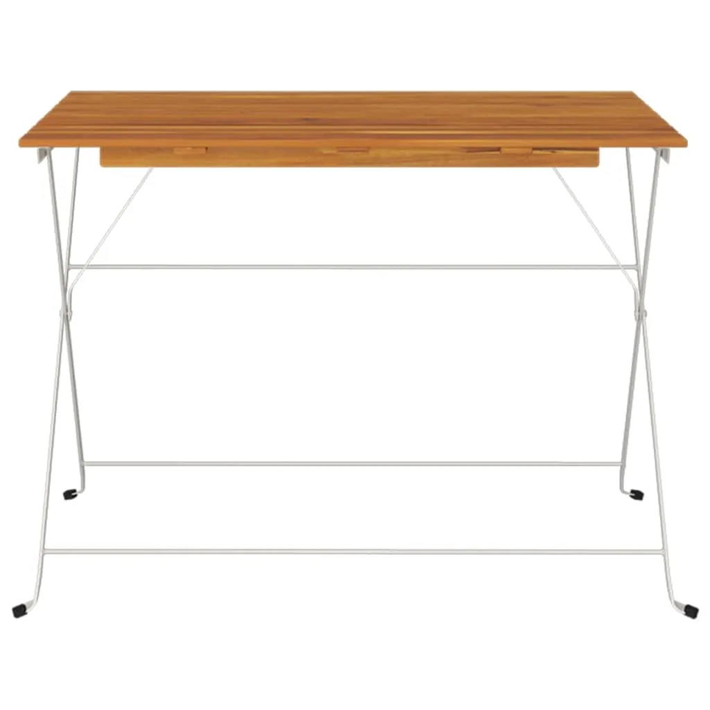 Folding Table Bistro Table for Balcony Solid Wood Acacia and Steel