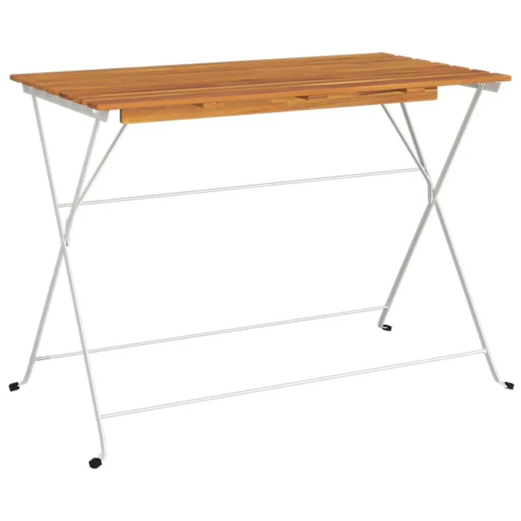 Folding Table Bistro Table for Balcony Solid Wood Acacia and Steel