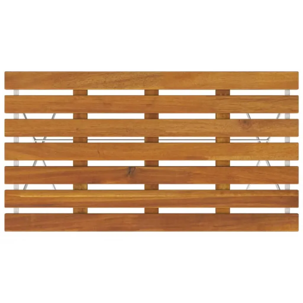 Folding Table Bistro Table for Balcony Solid Wood Acacia and Steel