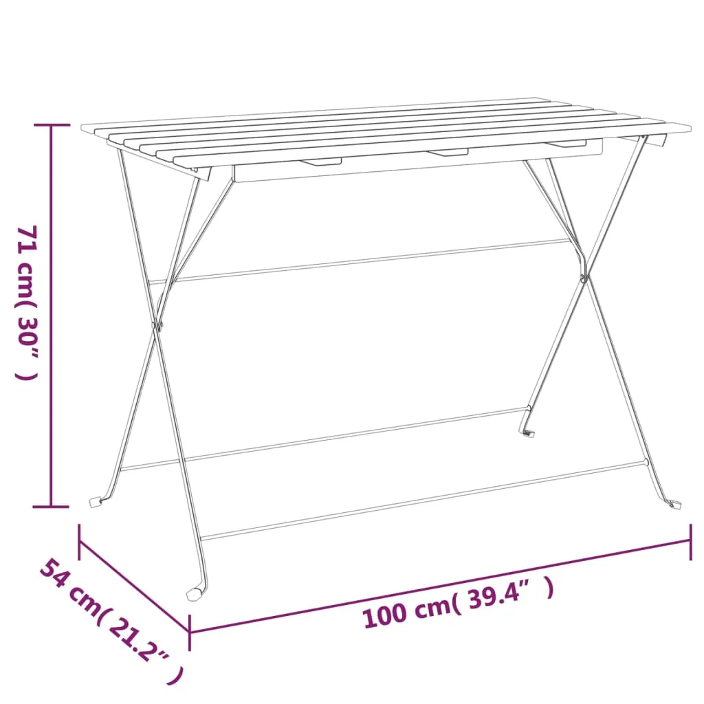 Folding Table Bistro Table for Balcony Solid Wood Acacia and Steel