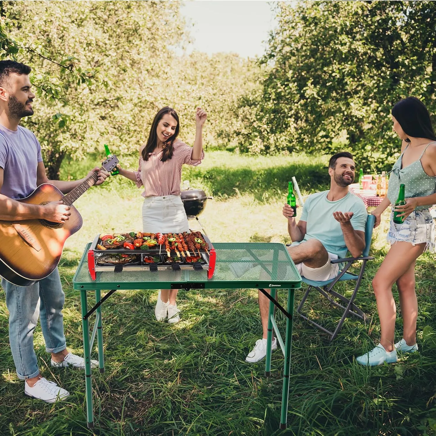 Folding Table, Easy for Storage, Compact and Portable Picnic Table for Grill, Outdoor Camping, Garden, Patio, Dining, BBQ, Party, Market, 3Ft (Medium, Green)