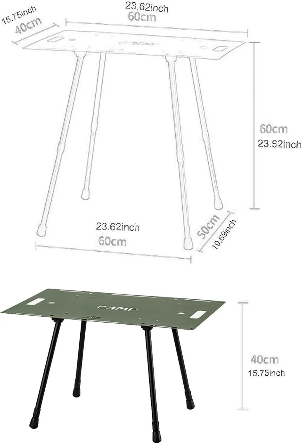 Folding Table Outdoor Table Camping Furniture Camp Table Sturdy Picnic Coffee Table with Adjustable Legs for