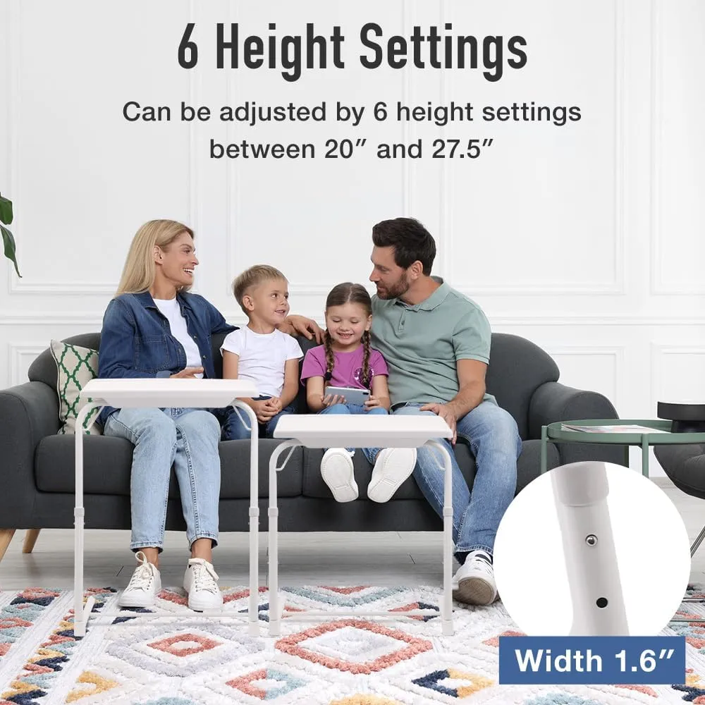 Folding TV Tray Table, Small Folding Bedside Dinner Table with Cup Holder, Adjustable 6 Height & 3 Tilt Angle (Black - 1 pc)