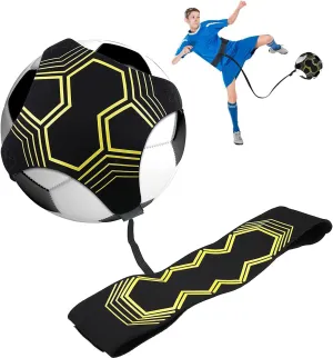 Football Kick Trainer, Soccer/Football Kick Throw Solo Practice Training Aid Equipment, Adjustable Hands Free Football Control Waist Belt, Improve Football Skills for Kids Adults, Fits 3 4 5 Footballs