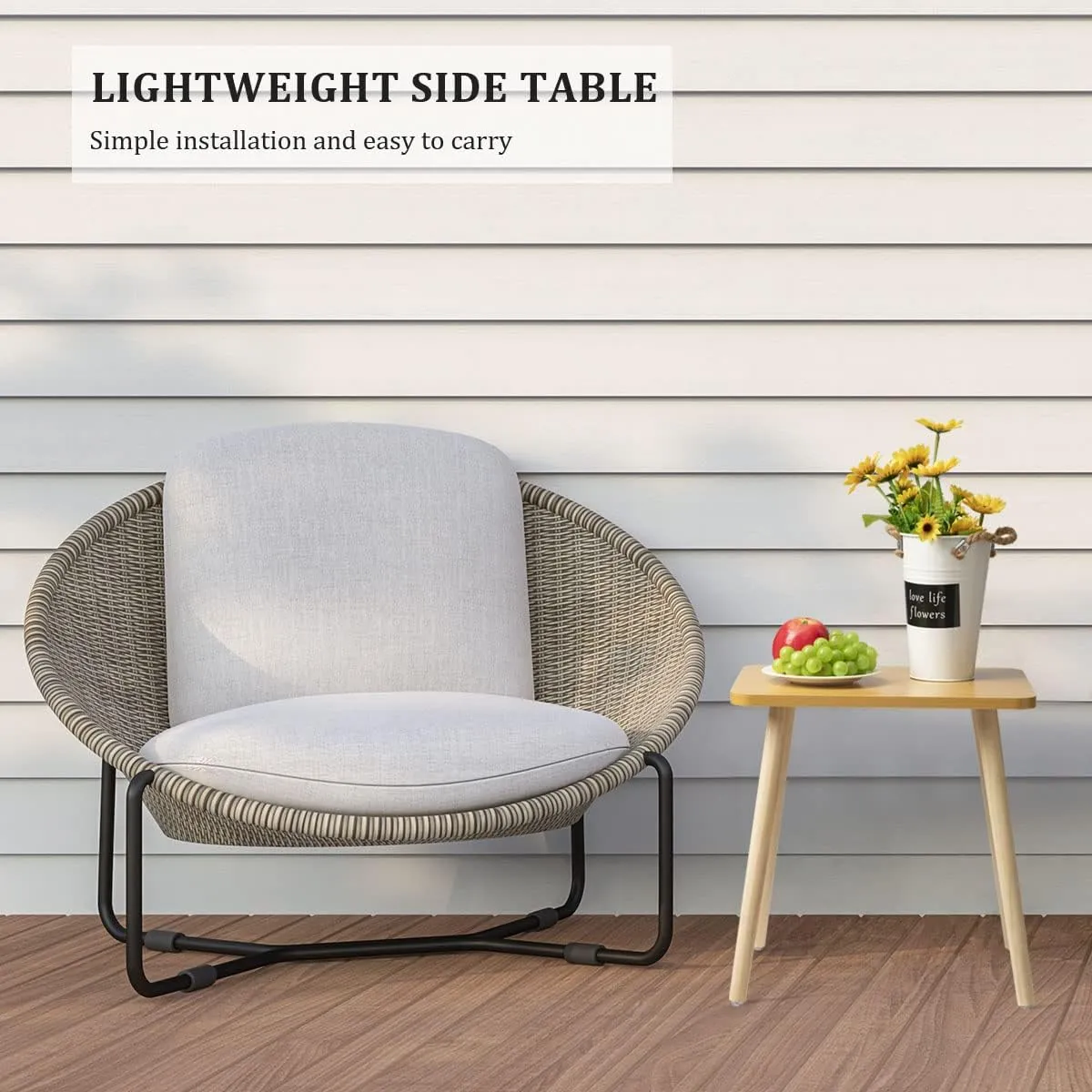 FORAOFUR Side Table, Modern End Table, Wooden Small for Living Room, Bedroom and Balcony, Rectangular Accent Table Home Decor, Easy Assembly