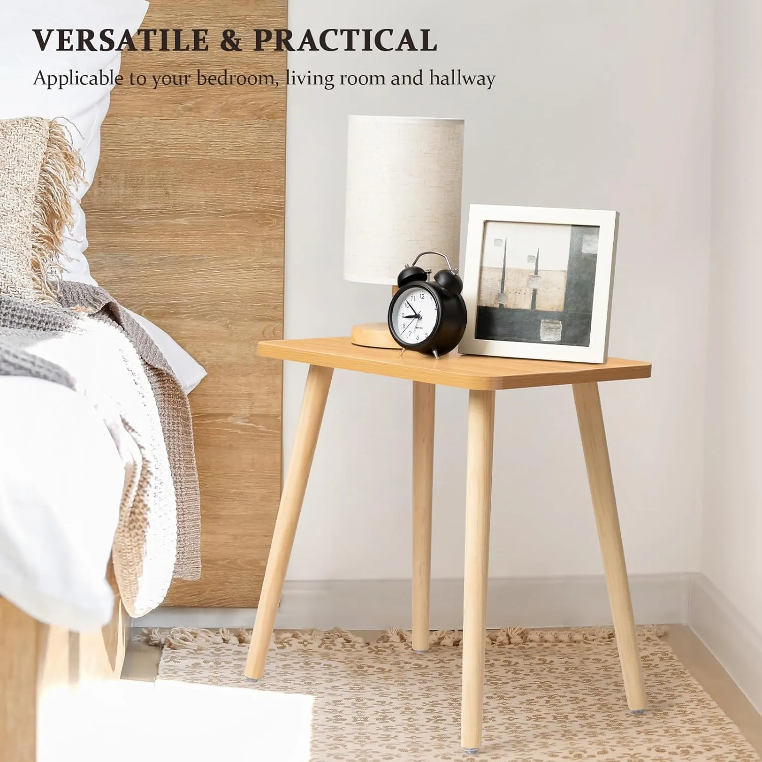 FORAOFUR Side Table, Modern End Table, Wooden Small for Living Room, Bedroom and Balcony, Rectangular Accent Table Home Decor, Easy Assembly