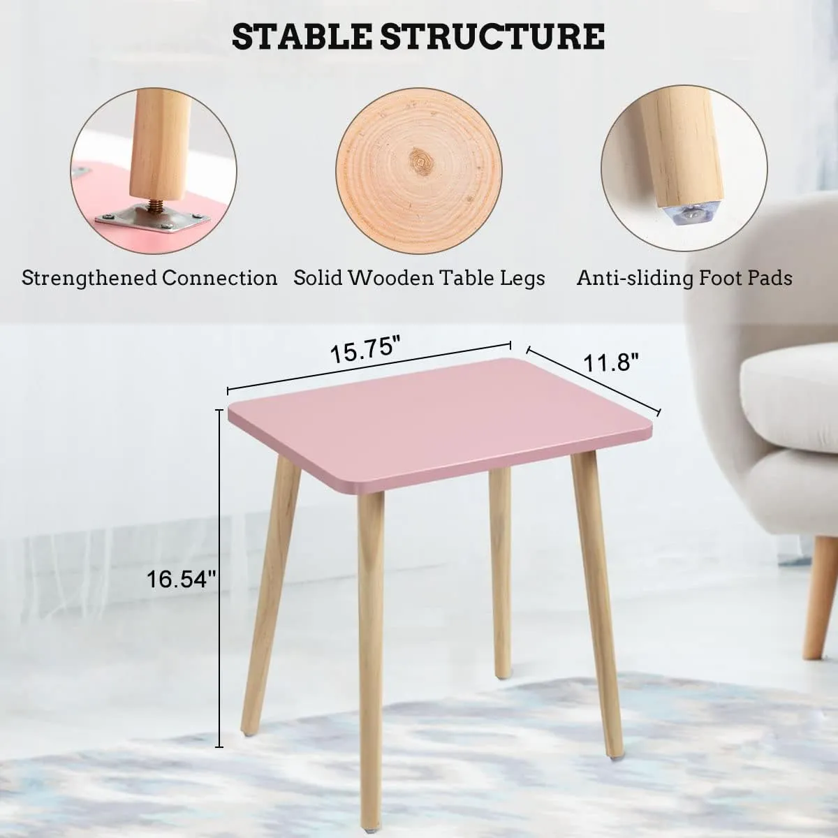 FORAOFUR Side Table, Small End Table Accent Table Living Room Bedroom Balcony Office, Modern Side Desk Bedside Home Decor, Easy Assembly