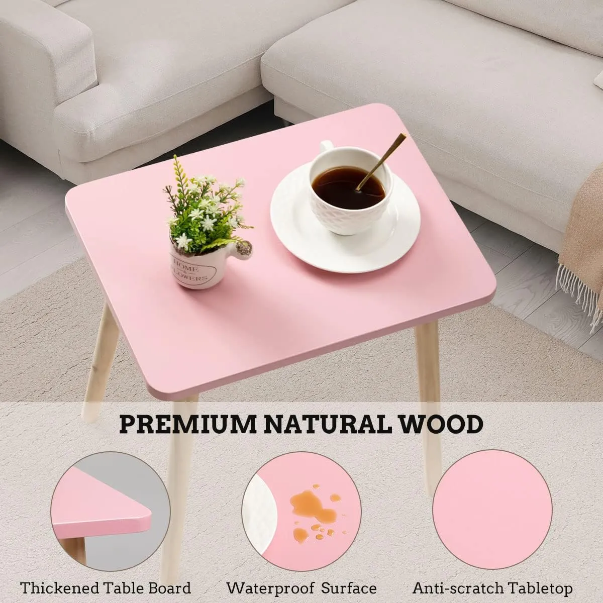 FORAOFUR Side Table, Small End Table Accent Table Living Room Bedroom Balcony Office, Modern Side Desk Bedside Home Decor, Easy Assembly