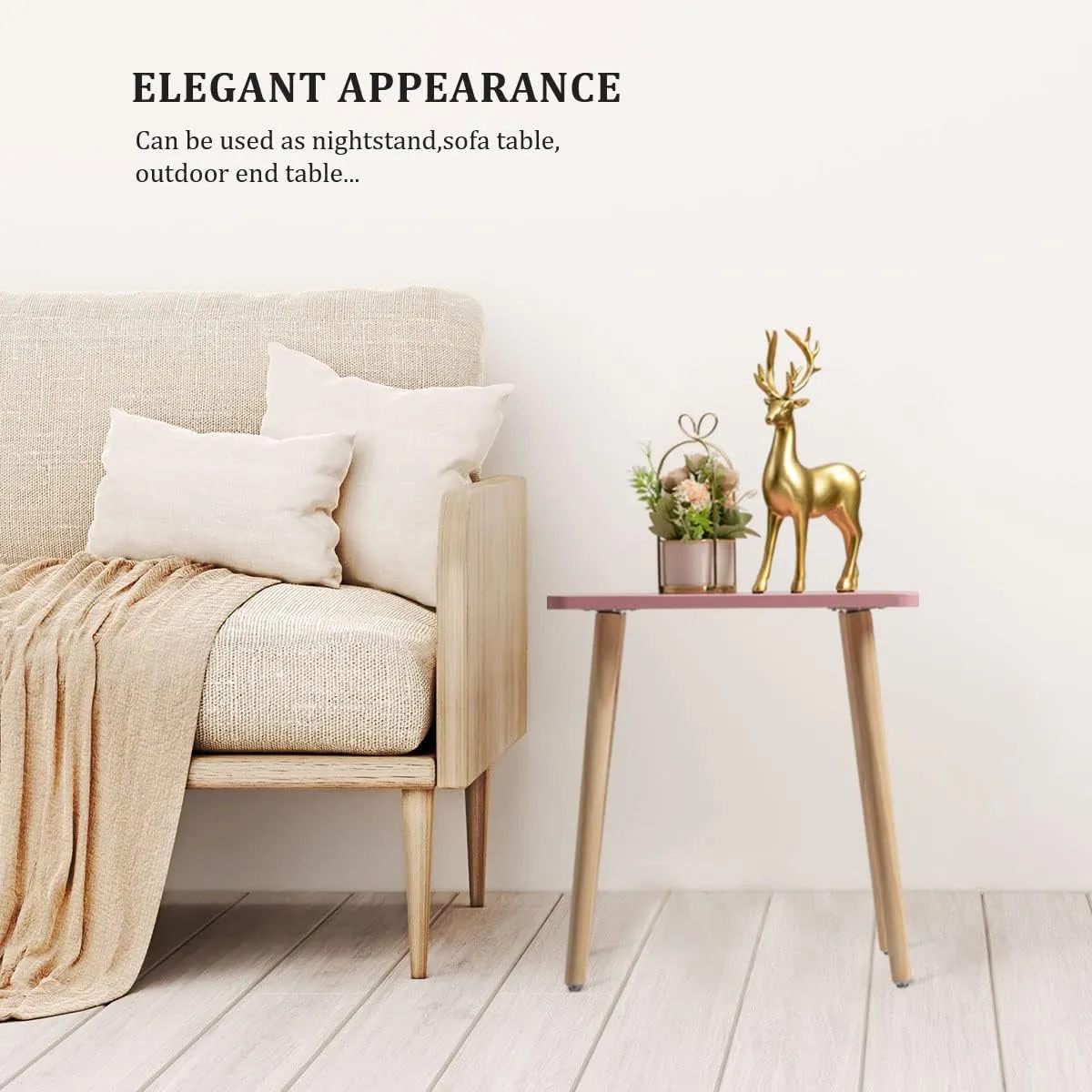 FORAOFUR Side Table, Small End Table Accent Table Living Room Bedroom Balcony Office, Modern Side Desk Bedside Home Decor, Easy Assembly