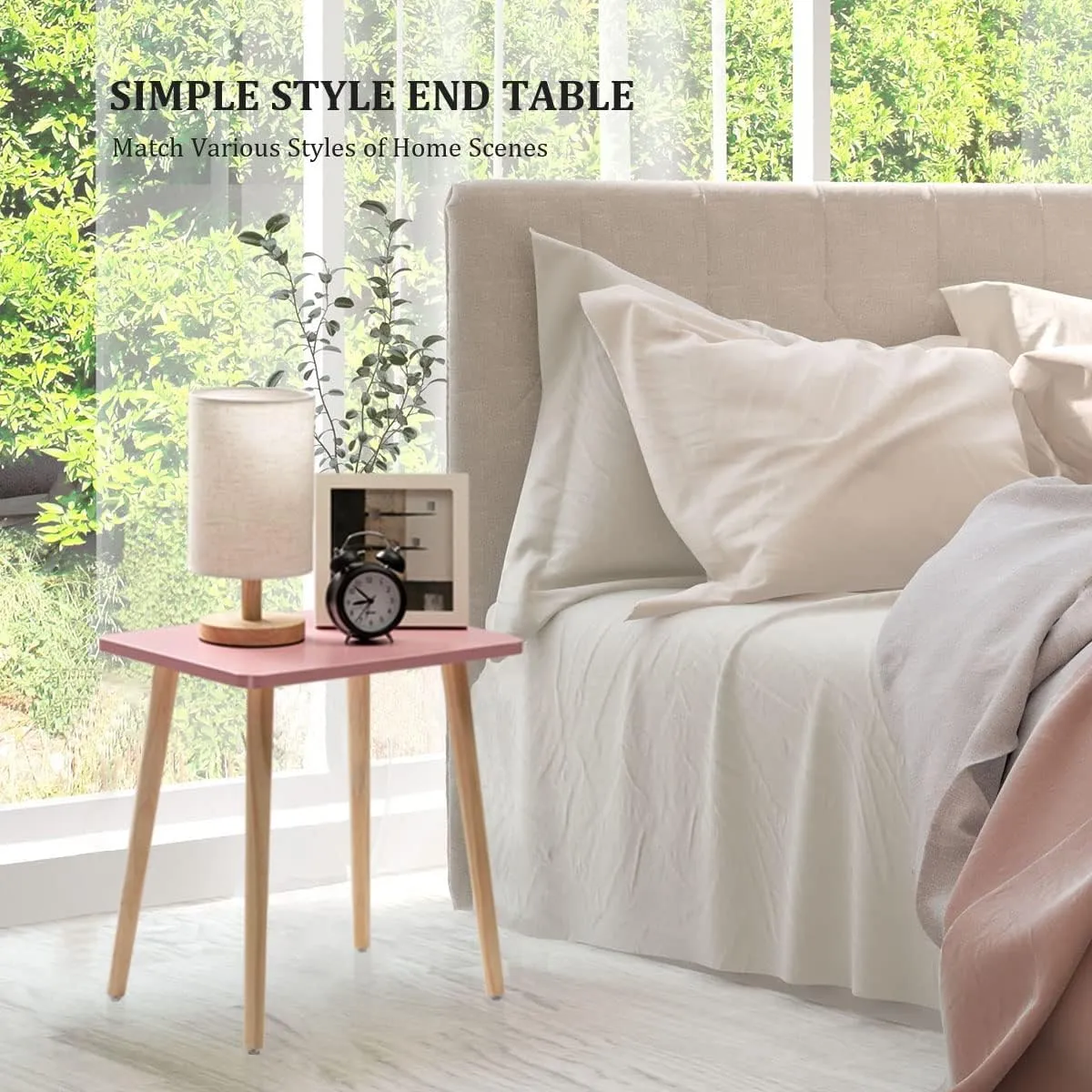 FORAOFUR Side Table, Small End Table Accent Table Living Room Bedroom Balcony Office, Modern Side Desk Bedside Home Decor, Easy Assembly