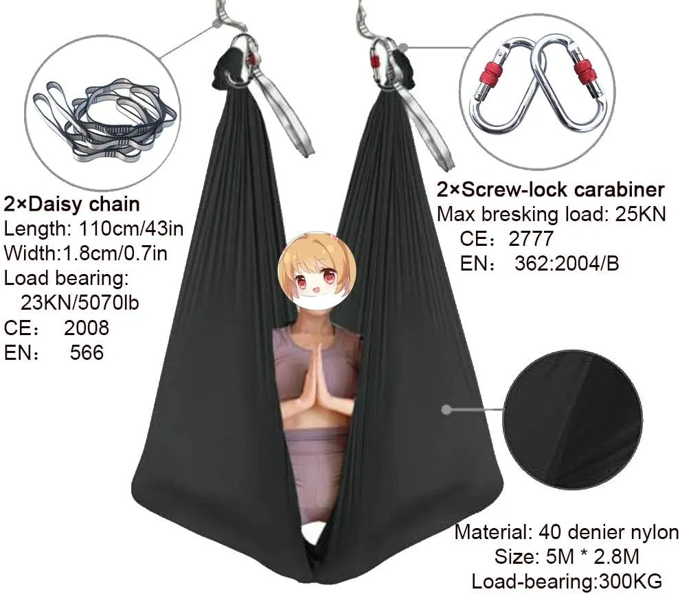 Foser Aerial Hammock, 16.4ft 9.2ft Swing Set for Anti-Gravity Yoga, Dance & Acrobatics