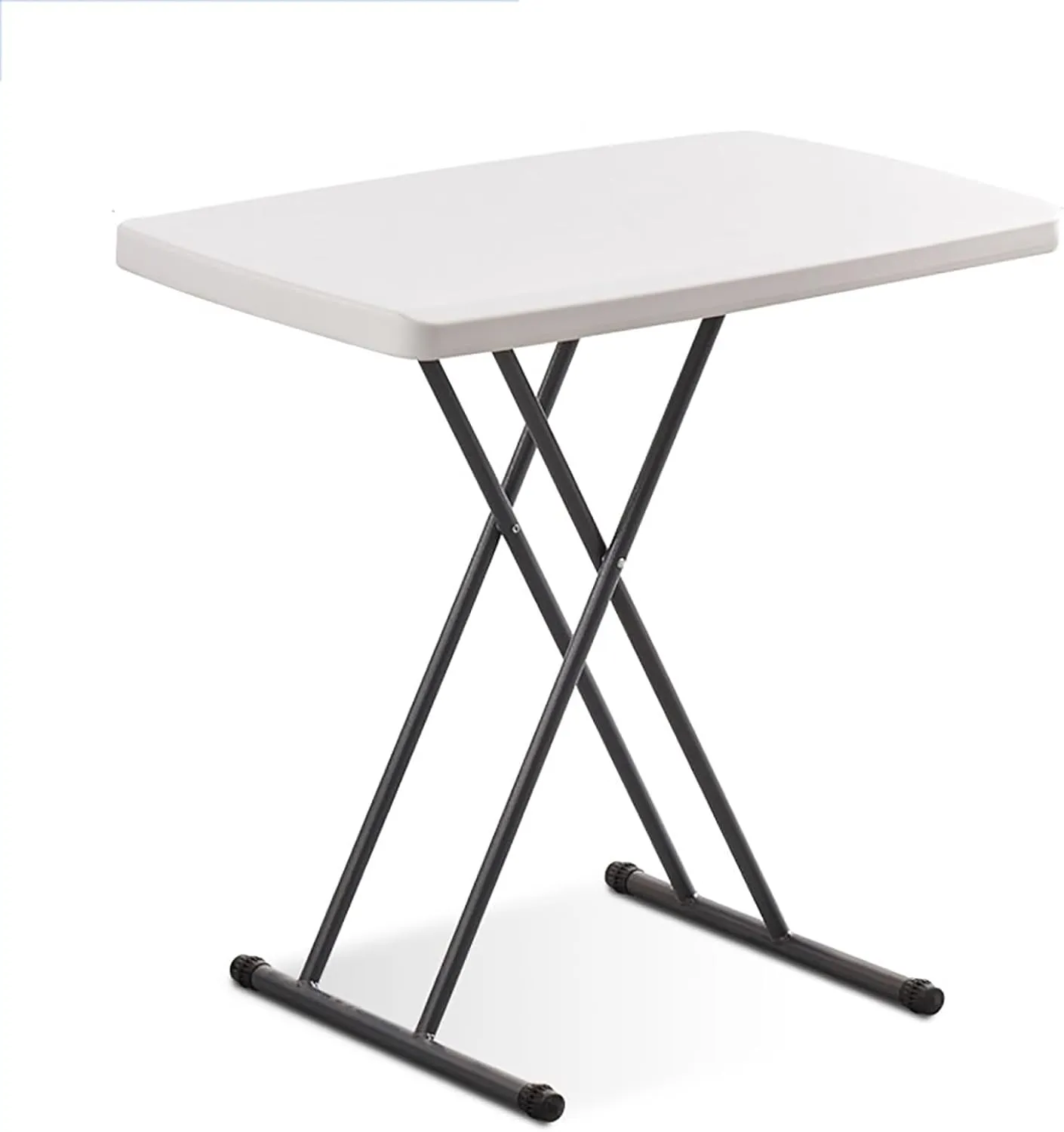 FQWYNMZ Folding Picnic Table for Outdoor, Portable Fold-in-Half Plastic Dining Picnic Party Table with 6 Levels of Height Adjustment, Small End Table for Camping and Picnics(White)