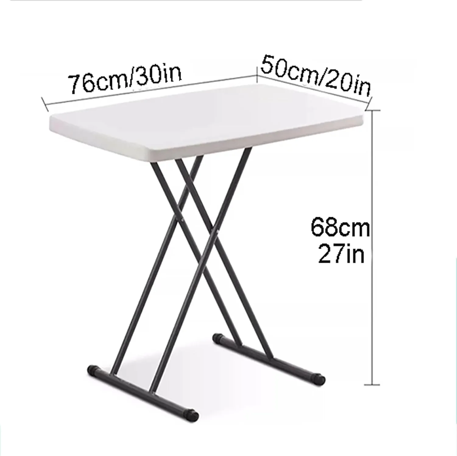 FQWYNMZ Folding Picnic Table for Outdoor, Portable Fold-in-Half Plastic Dining Picnic Party Table with 6 Levels of Height Adjustment, Small End Table for Camping and Picnics(White)