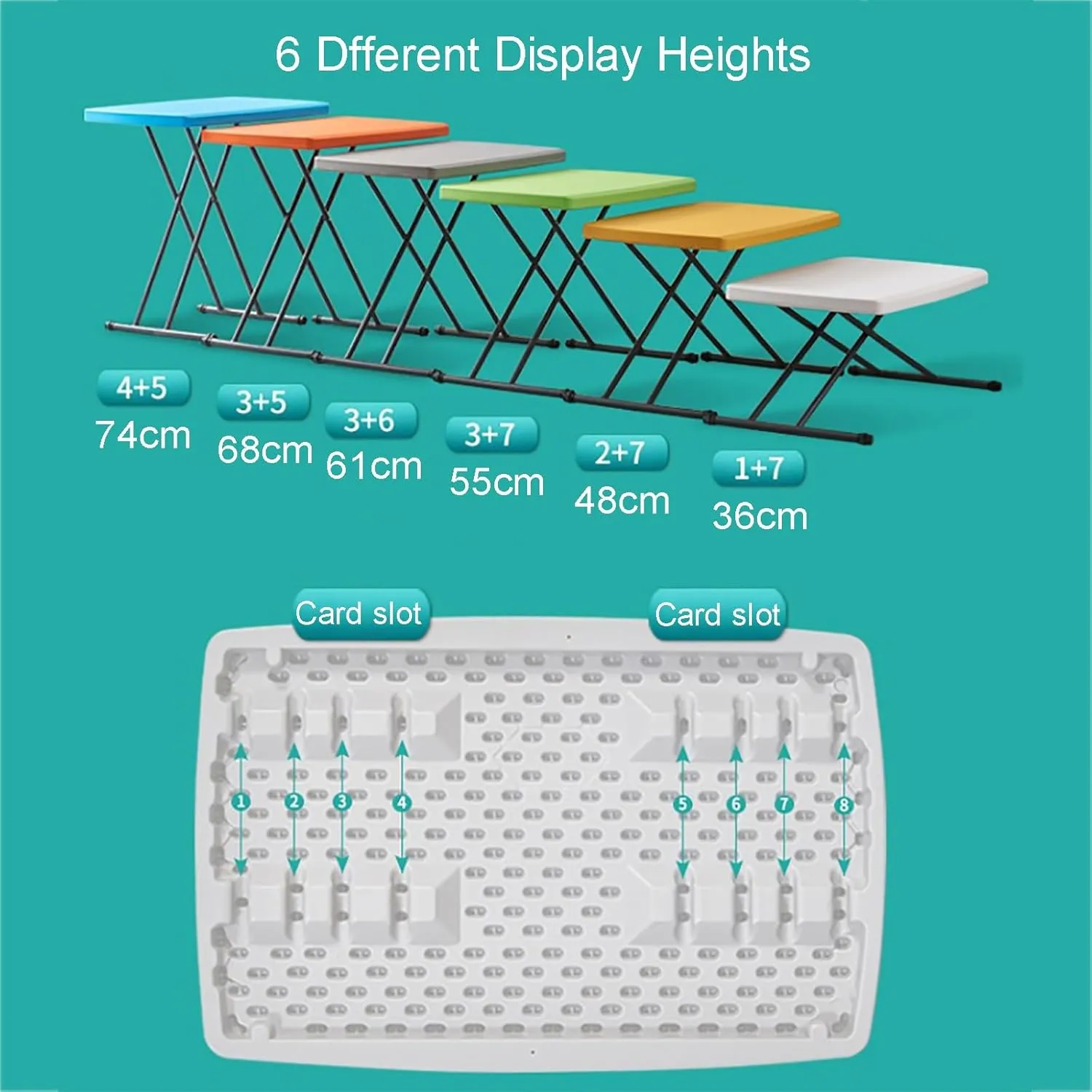 FQWYNMZ Folding Picnic Table for Outdoor, Portable Fold-in-Half Plastic Dining Picnic Party Table with 6 Levels of Height Adjustment, Small End Table for Camping and Picnics(White)