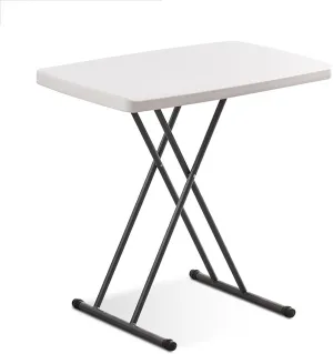 FQWYNMZ Folding Picnic Table for Outdoor, Portable Fold-in-Half Plastic Dining Picnic Party Table with 6 Levels of Height Adjustment, Small End Table for Camping and Picnics(White)