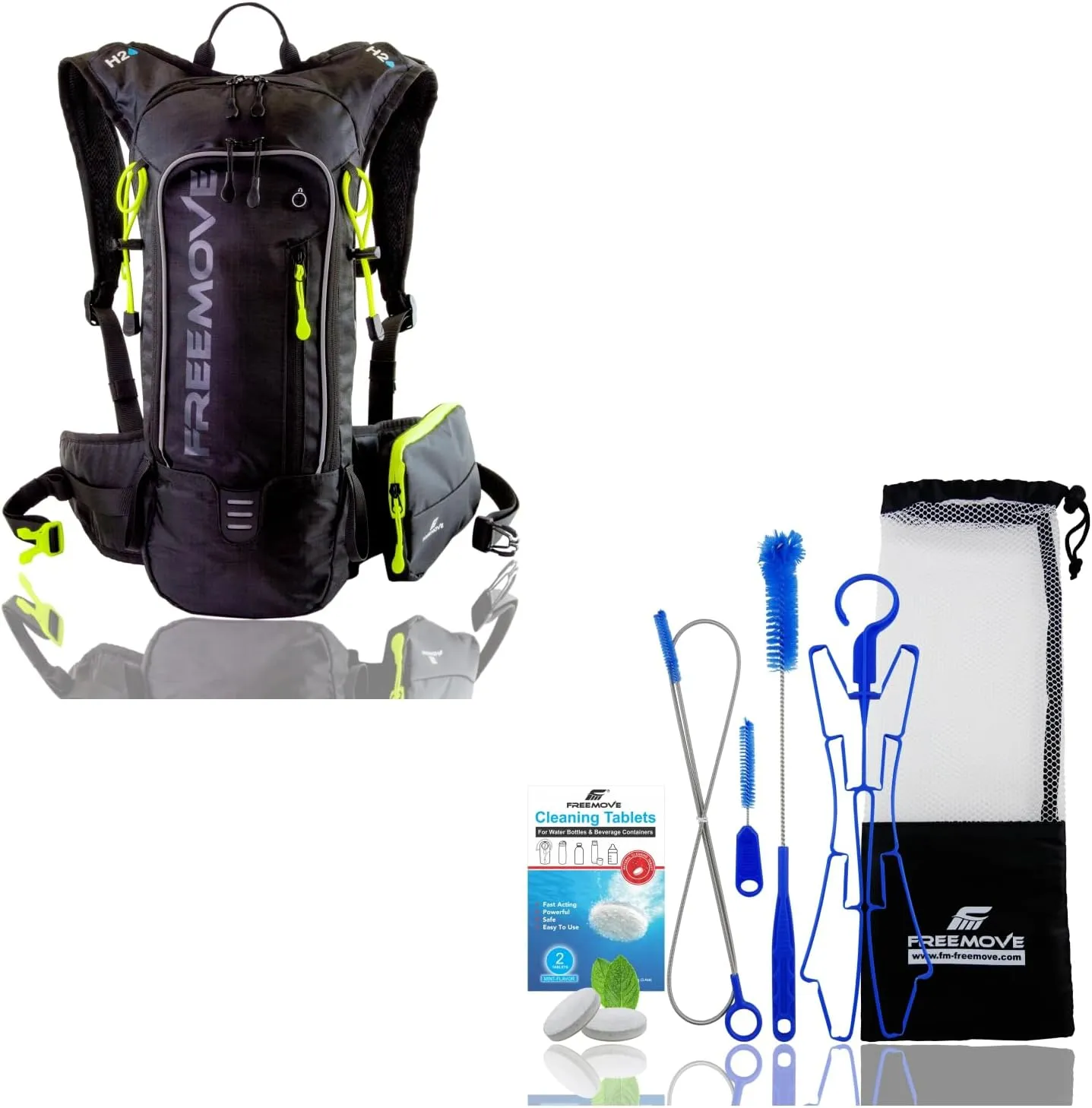 FREEMOVE Daypack Backpack - BLACK   Cleaning Kit 6in1 for Water Bladder
