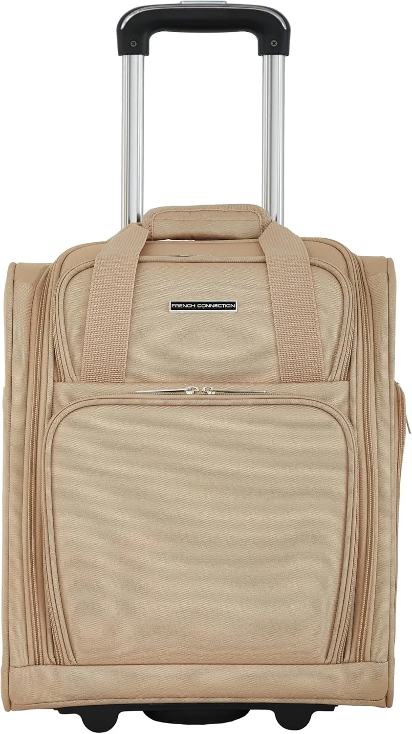 French Connection 16" Underseat Carry-On Luggage USB-C Ports, Toasted Almond