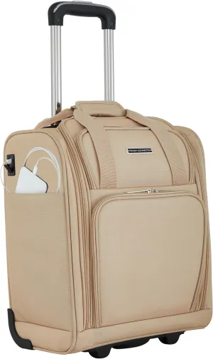 French Connection 16" Underseat Carry-On Luggage USB-C Ports, Toasted Almond