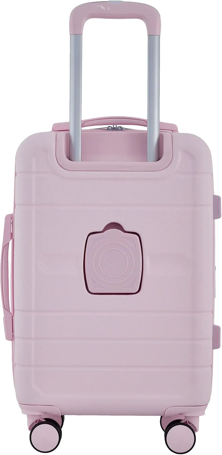 French Connection St. Martin Carry-On Luggage with Cup Holder/USB Ports, Pink A Boo