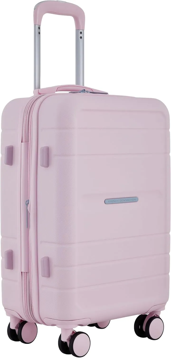 French Connection St. Martin Carry-On Luggage with Cup Holder/USB Ports, Pink A Boo
