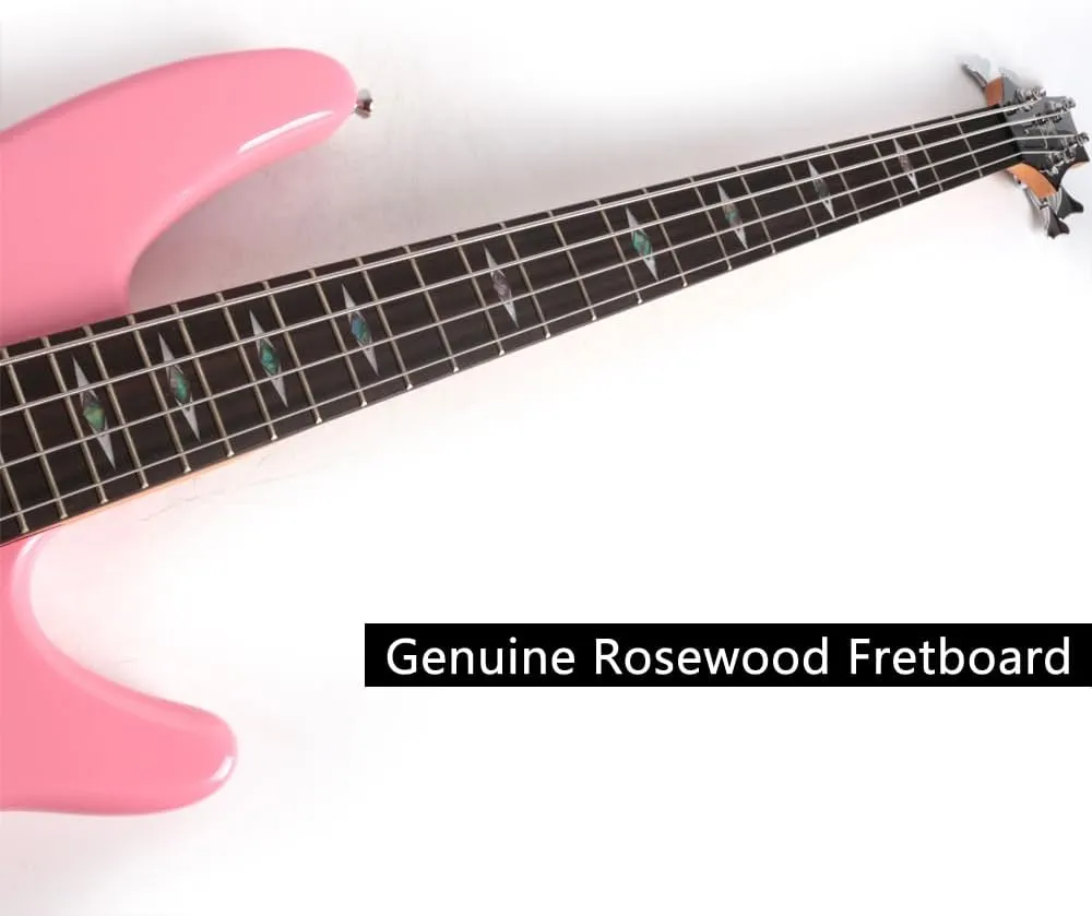 Full Size Standard Electric Bass Guitar Four 4 String Right Hand Handed Solid Basswood Body Roasted Canadian Maple Neck Genuine Rosewood Fretboard Fingerboard with Gig Bag