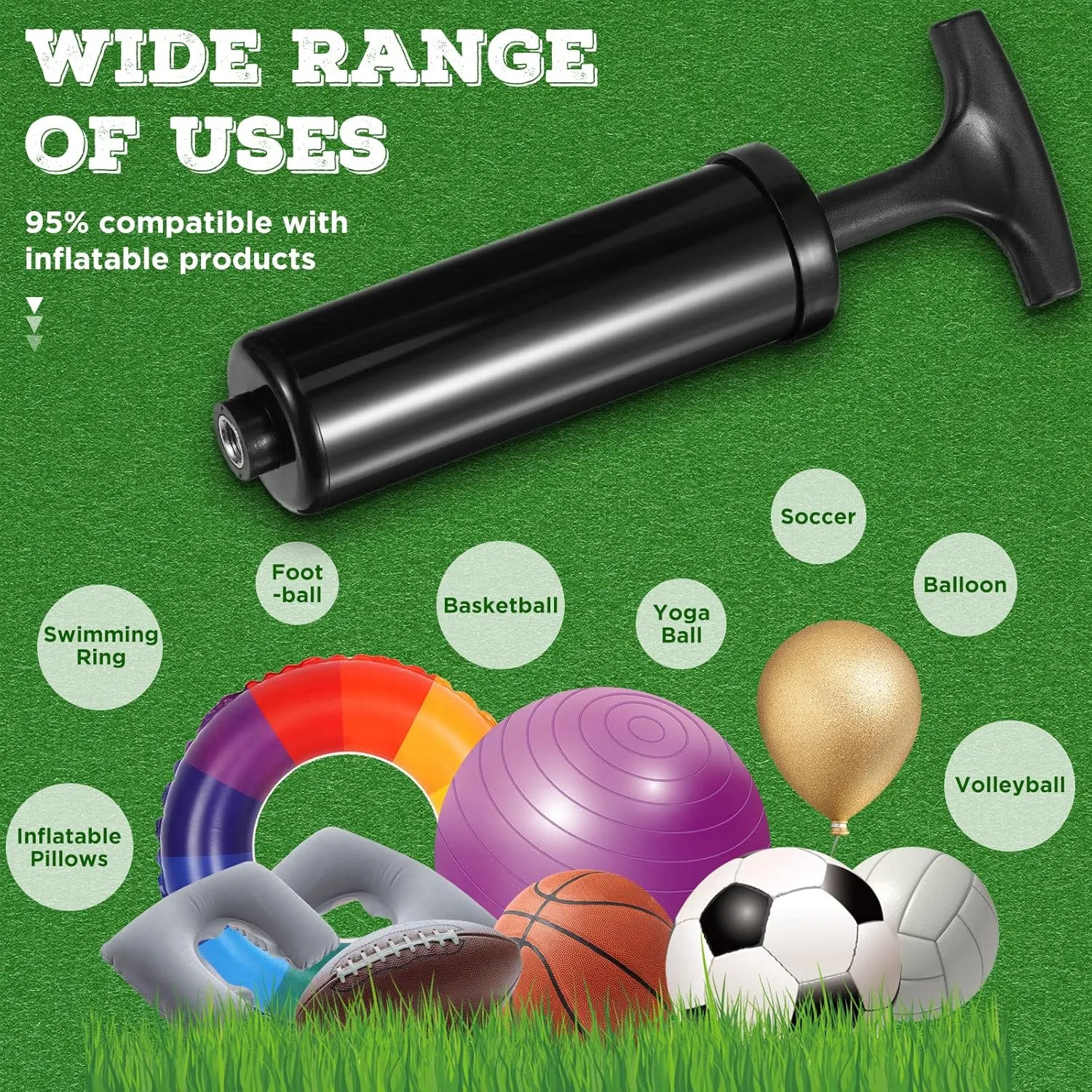 Fumete 100 Sets Ball Pump Bulk Air Pump for Sports Balls Include Needle Nozzle Extension Hose Portable Hand Pump Inflation Kit for Basketball Soccer Football Balloon Back to School