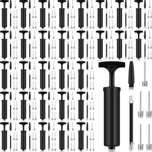 Fumete 100 Sets Ball Pump Bulk Air Pump for Sports Balls Include Needle Nozzle Extension Hose Portable Hand Pump Inflation Kit for Basketball Soccer Football Balloon Back to School