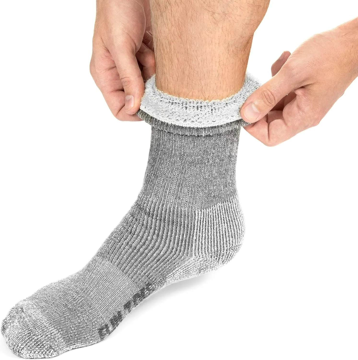 FUN TOES Men's Hiking Crew Merino Wool Socks 6 Pairs Lightweight, Reinforced Size 8-12