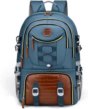 FUNSEED Backpack for Women Men, Large Capacity Waterproof Oxford Cloth Casual Rucksack for Traveling Hiking (Blue)