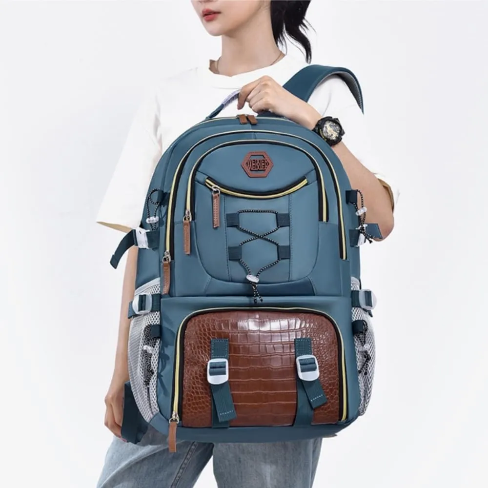 FUNSEED Backpack for Women Men, Large Capacity Waterproof Oxford Cloth Casual Rucksack for Traveling Hiking (Blue)