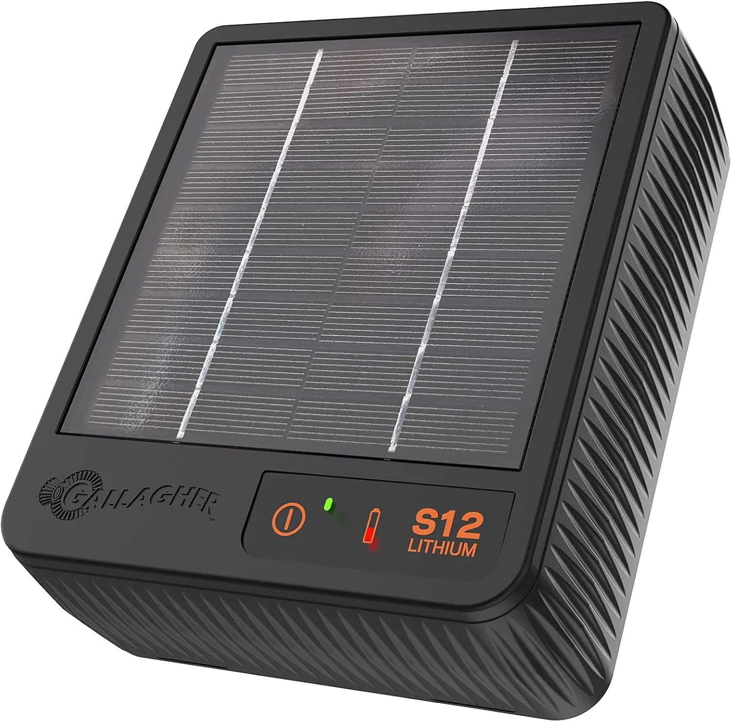 Gallagher S12 Solar Electric Fence Charger | Portable Livestock Fence Energizer with Lithium Battery | Powers 4 Miles or 18 Acres | 0.12 Joules | Off-Grid Solar Fence Charger with Built-In Grounding