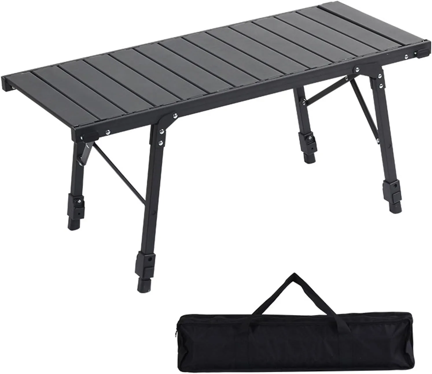 GaRcan Camping Table Aluminum Folding Table with Storage Bag Roll Up Lightweight Foldable Table Portable Table Camp Table for Outdoor Camping Picnic Barbecue, Black, 89cm×40cm