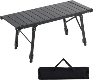 GaRcan Camping Table Aluminum Folding Table with Storage Bag Roll Up Lightweight Foldable Table Portable Table Camp Table for Outdoor Camping Picnic Barbecue, Black, 89cm×40cm