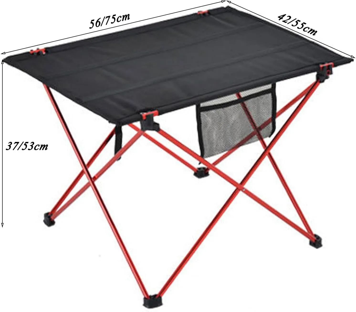 GaRcan Small Folding Camping Table with Aluminum Table Leg, Portable Beach Table for Sand with Carrying Bag, Prefect for Outdoor, Picnic, BBQ, Cooking, Festival (Red 56×42×37cm)