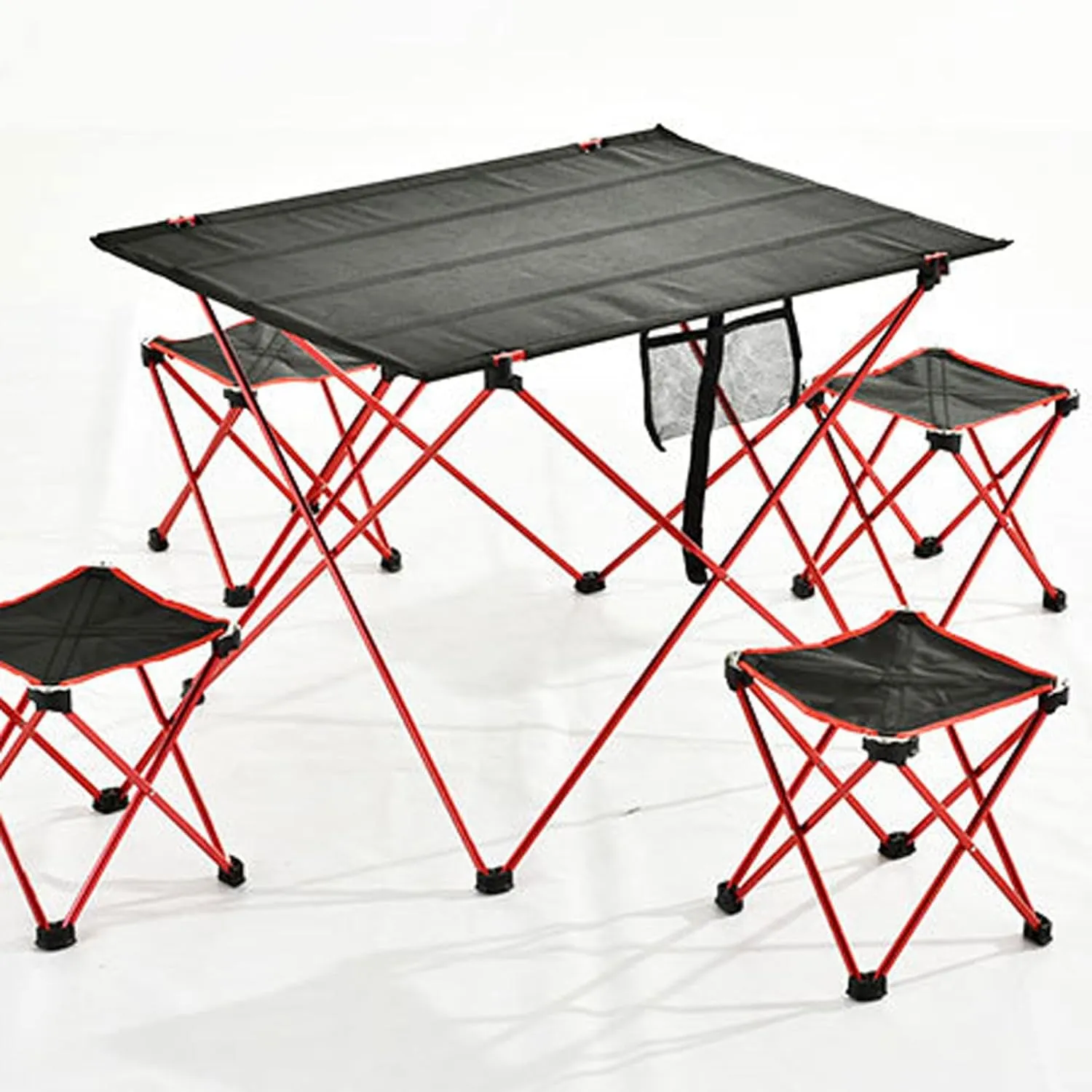 GaRcan Small Folding Camping Table with Aluminum Table Leg, Portable Beach Table for Sand with Carrying Bag, Prefect for Outdoor, Picnic, BBQ, Cooking, Festival (Red 56×42×37cm)