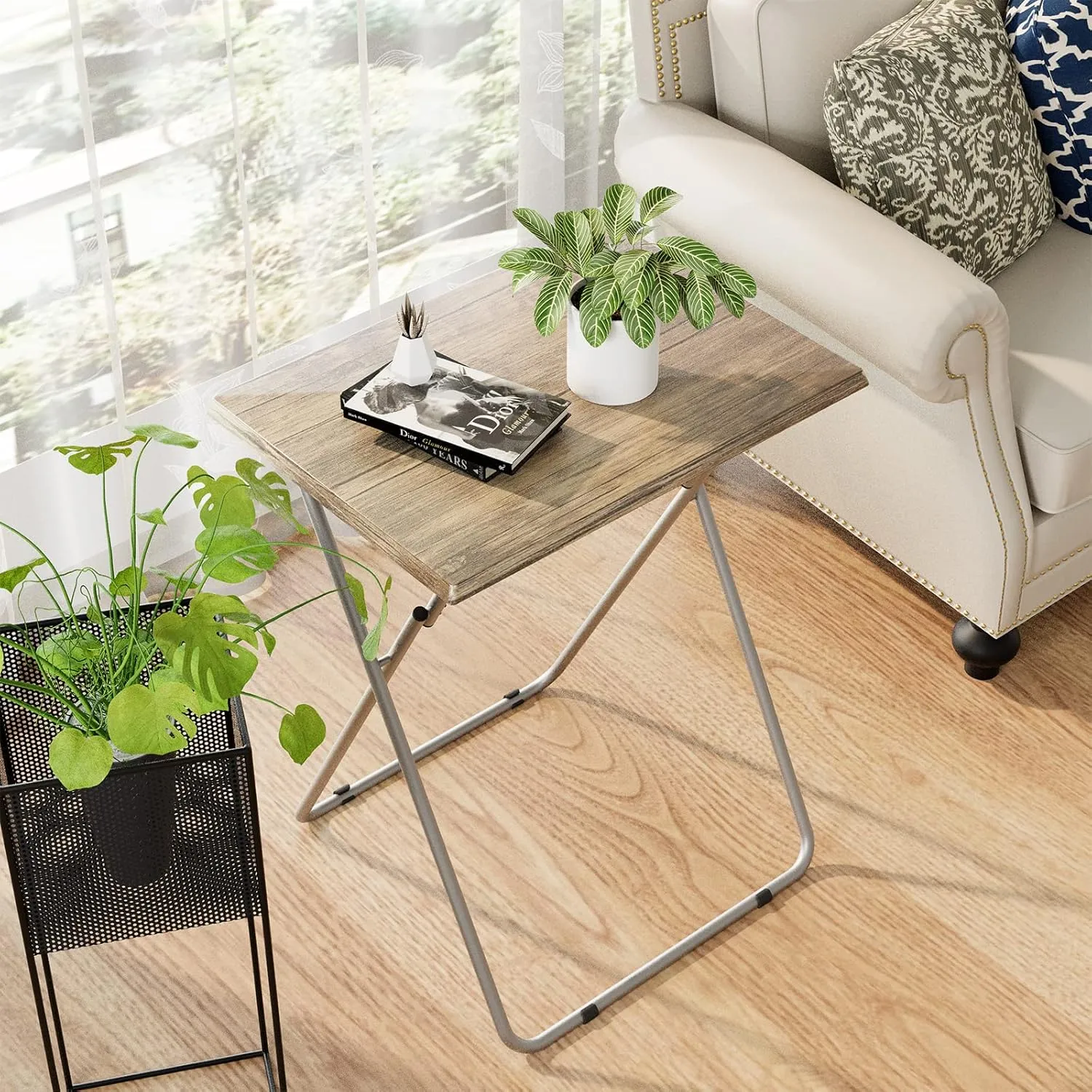 Garden 4 you Portable Folding TV Tray Table TV Dinner Tray with Sturdy MDF,Eating Trays for Living Room with No Assembly Required 15 x 18.9 x 26in (3D,1PC)