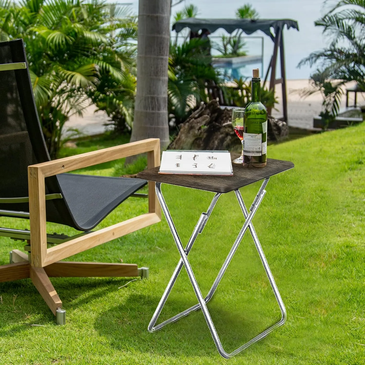 Garden 4 you Portable Folding TV Tray Table TV Dinner Tray with Sturdy MDF,Eating Trays for Living Room with No Assembly Required 15 x 18.9 x 26in (3D,1PC)