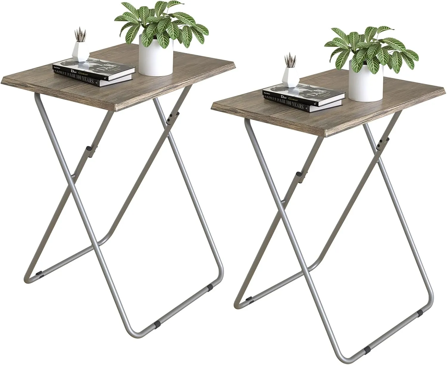 Garden 4 you TV Tray Table TV Dinner Tray with Sturdy MDF Set of 2,Eating Trays for Living Room with No Assembly Required,Small Folding Side Table 15 x 18.9 x 26in (3D,2PCS)