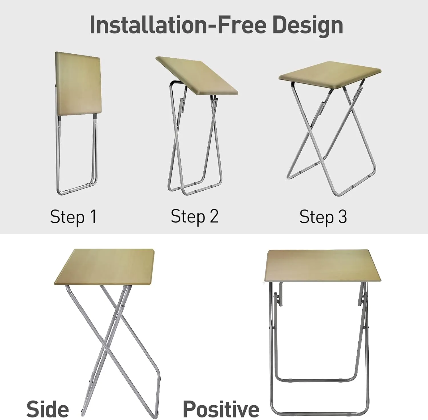 Garden 4 you Tv Trays Folding Tray Table Dinner Tray Table with No Assembly Required&Sturdy, Foldable Snack Eating Trays Tables for Living Room 15 x 18.9 x 26in (Natural,1PC)