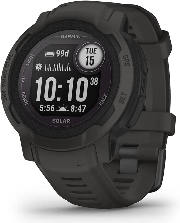 Garmin Instinct 2 Solar (Graphite) Rugged GPS Smartwatch Bundle - Outdoor Watch with Multi GNSS, Compass, Heart Rate, Large, 45mm - Includes PlayBetter Screen Protectors & Portable Charger