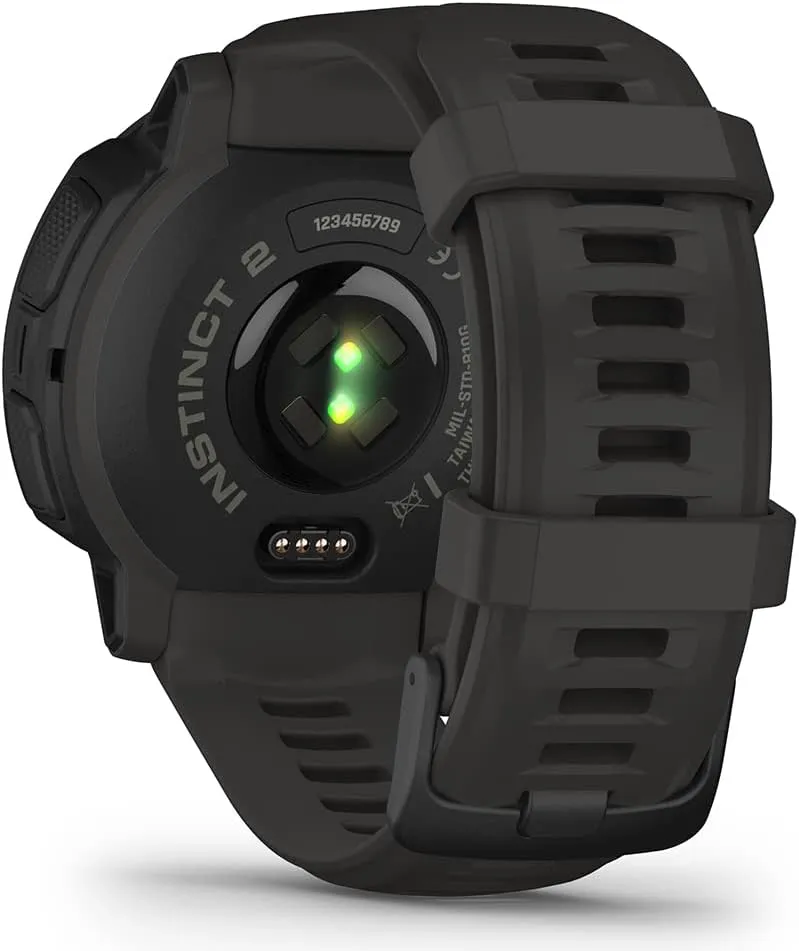 Garmin Instinct 2 Solar (Graphite) Rugged GPS Smartwatch Bundle - Outdoor Watch with Multi GNSS, Compass, Heart Rate, Large, 45mm - Includes PlayBetter Screen Protectors & Portable Charger