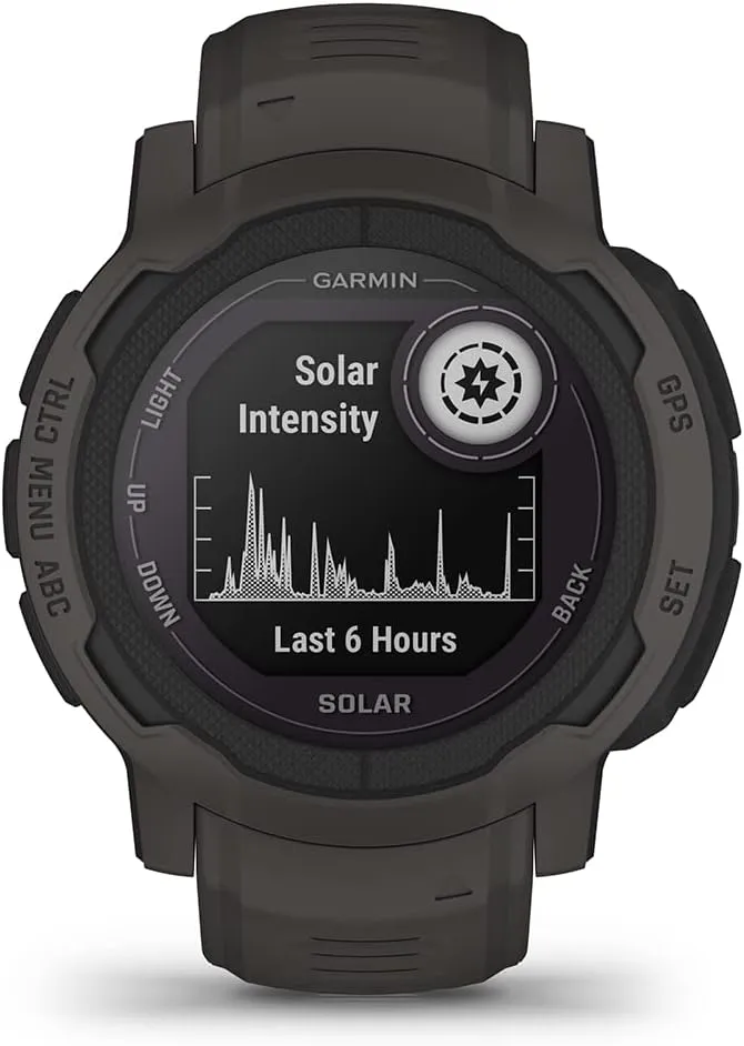 Garmin Instinct 2 Solar (Graphite) Rugged GPS Smartwatch Bundle - Outdoor Watch with Multi GNSS, Compass, Heart Rate, Large, 45mm - Includes PlayBetter Screen Protectors & Portable Charger