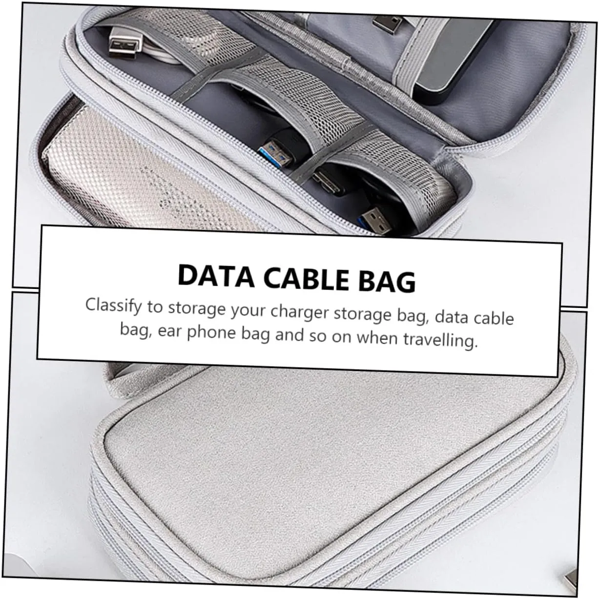 Gatuida 2 Pcs Cable Organizer Bag Travel Electronics Bag Earbuds Case Data Cables Storage Pouch Digital Accessories Organizer