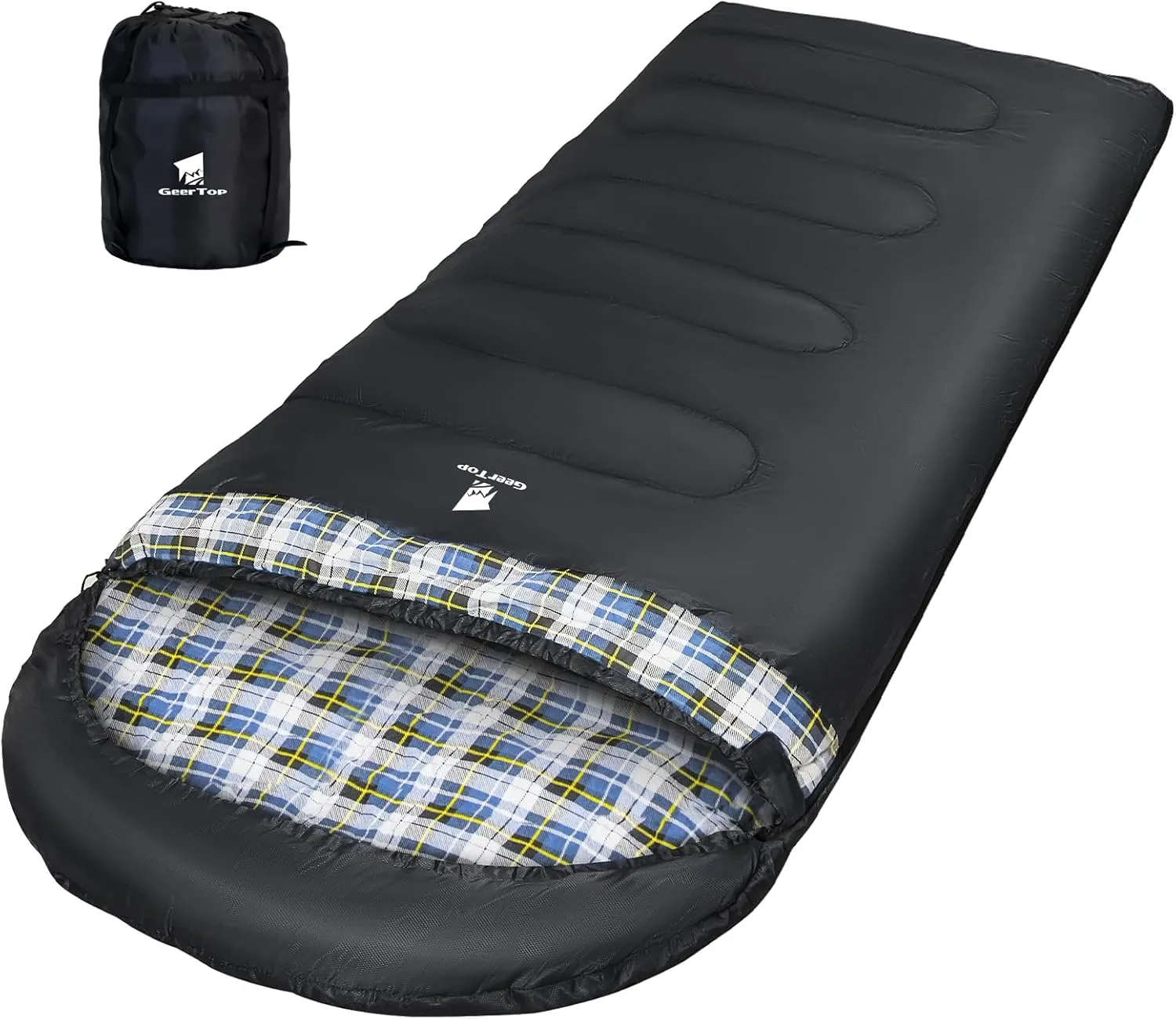 GEERTOP Flannel Sleeping Bags for Adults Big & Tall People Portable Cold Weather Envelope XXL All Seasons Camping Sleeping Bag