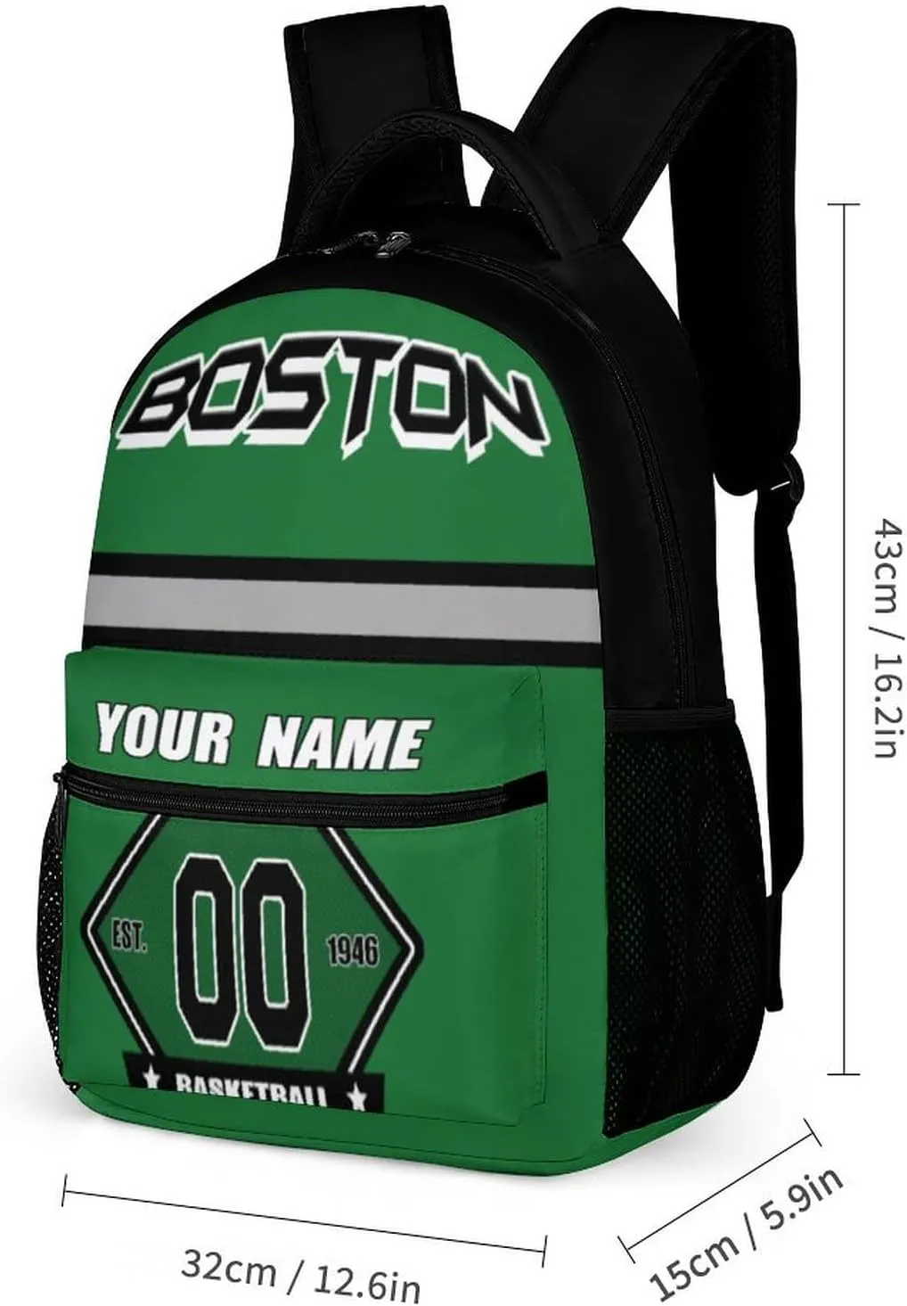 Generic Custom Backpack High Capacity Bag Basketball Fans Gifts for Teenager Men Women, Number & Add Name, Bos02_c