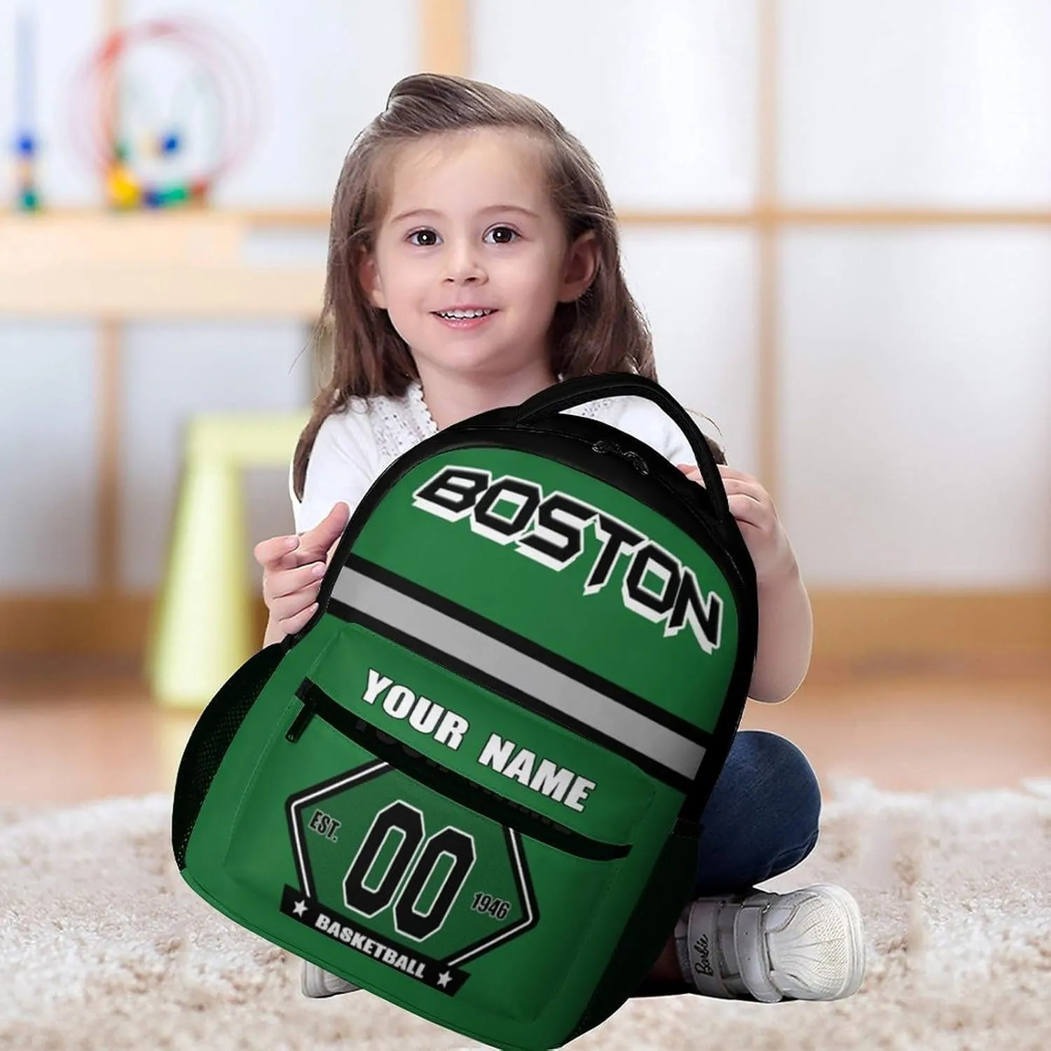 Generic Custom Backpack High Capacity Bag Basketball Fans Gifts for Teenager Men Women, Number & Add Name, Bos02_c
