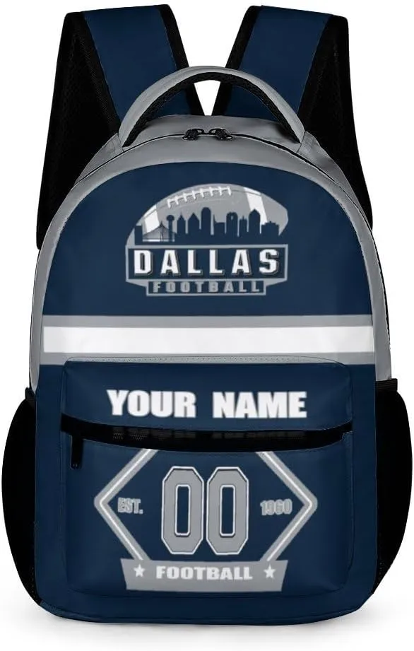 Generic Custom Backpack High Capacity Bag Football Fans Gifts for Men Women Teenager, Add Name & Number, Dal09-c