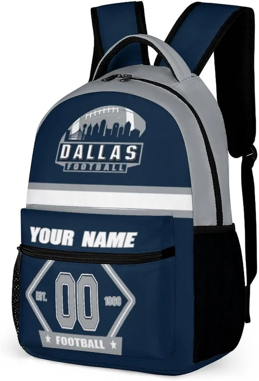 Generic Custom Backpack High Capacity Bag Football Fans Gifts for Men Women Teenager, Add Name & Number, Dal09-c