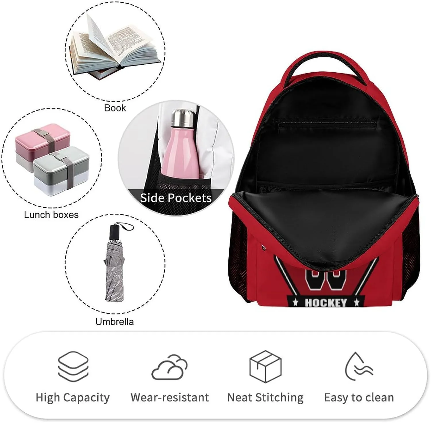 Generic Custom Backpack High Capacity Bag Hockey Fans Gifts for Teenager Men Women, Add Name & Number, Car06-h