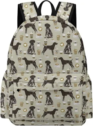 German Shorthair Pointer Dog Funny Backpack Travel Daypack Casual Shoulders Bag Large Capacity Laptop Bag Cute